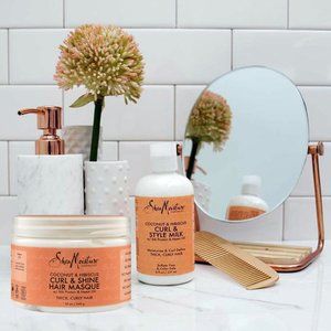 NEW Shea Moisture Coconut & Hibiscus Curl Shine Hair Masque 11.5 oz & Milk 8 oz